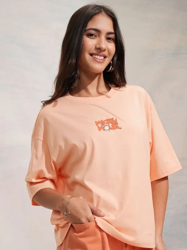 Mickey Mouse Printed Oversized Fit T-Shirt