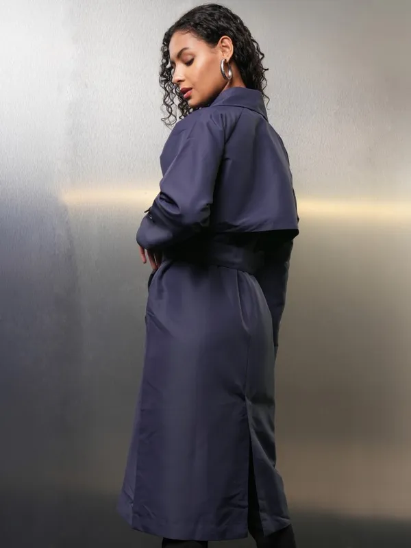 Tokyo Talkies Women Navy Blue Open Front Jacket