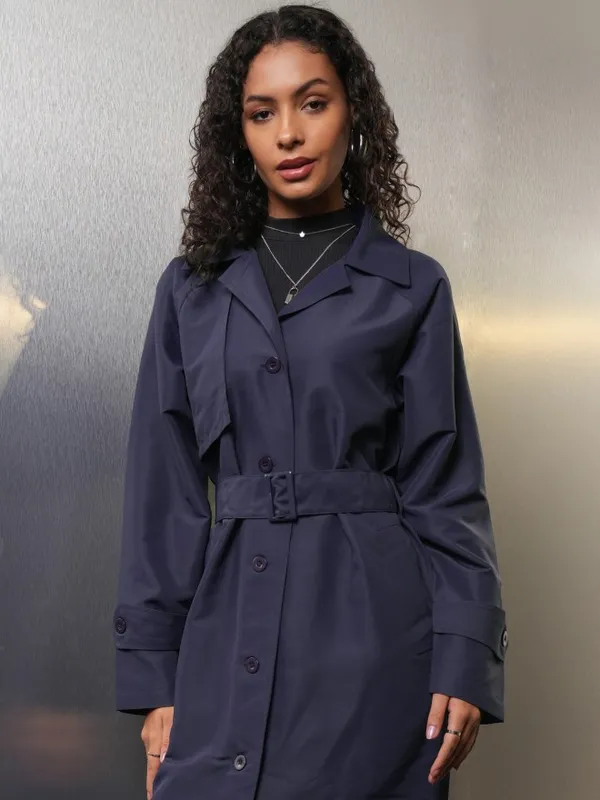 Tokyo Talkies Women Navy Blue Open Front Jacket