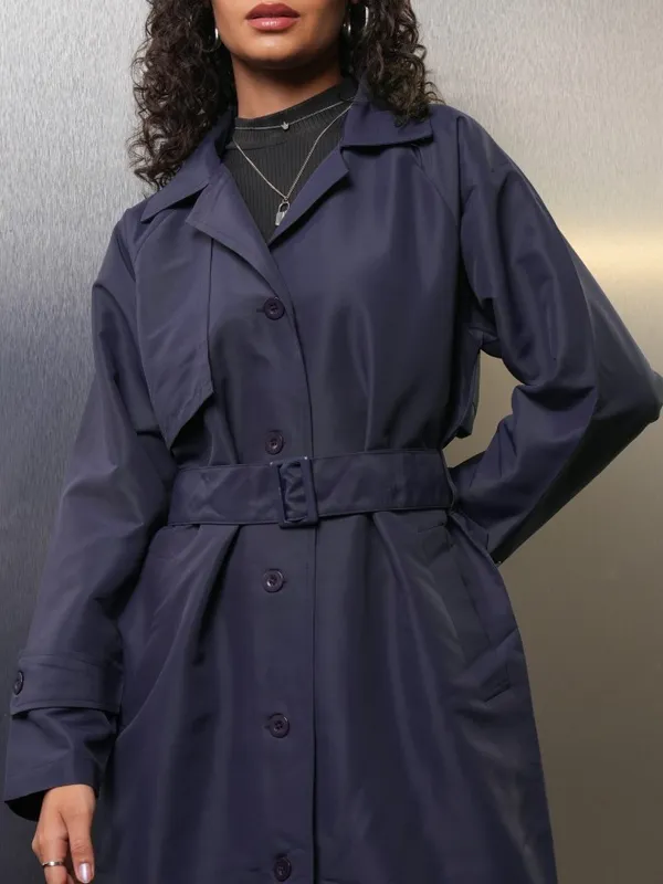 Tokyo Talkies Women Navy Blue Open Front Jacket