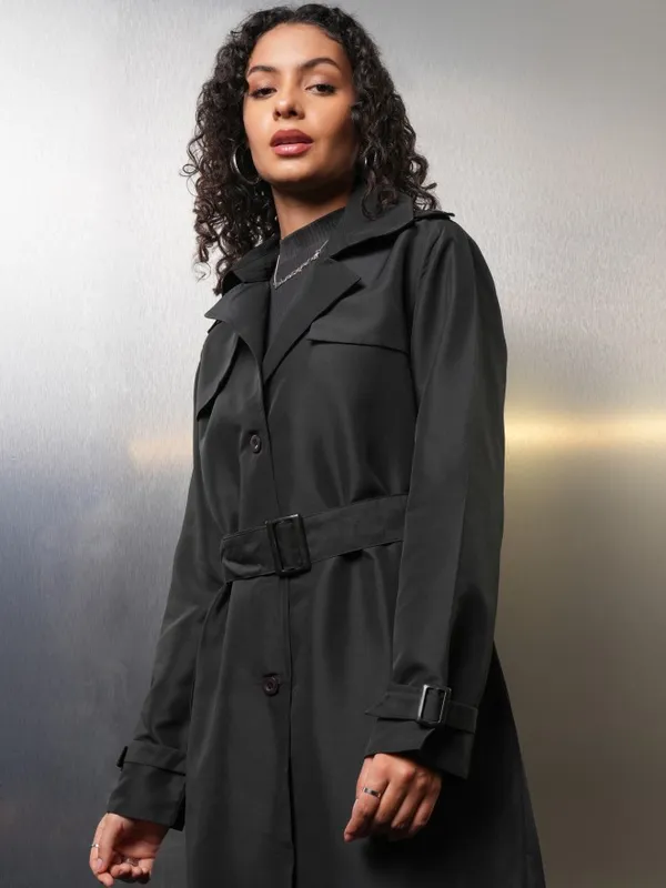Tokyo Talkies Women Black Open Front Jacket