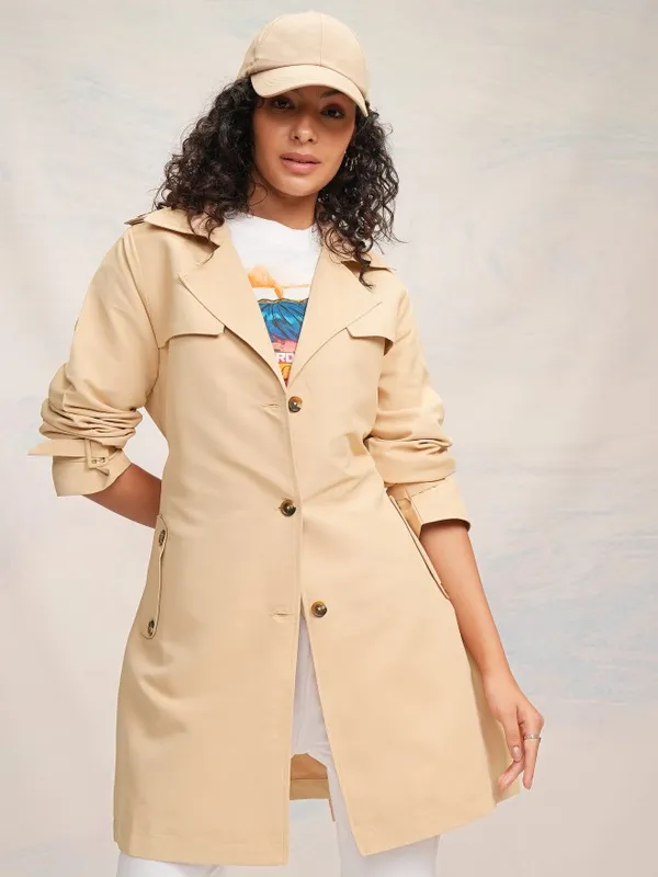 Tokyo Talkies Women Beige Trench Coat