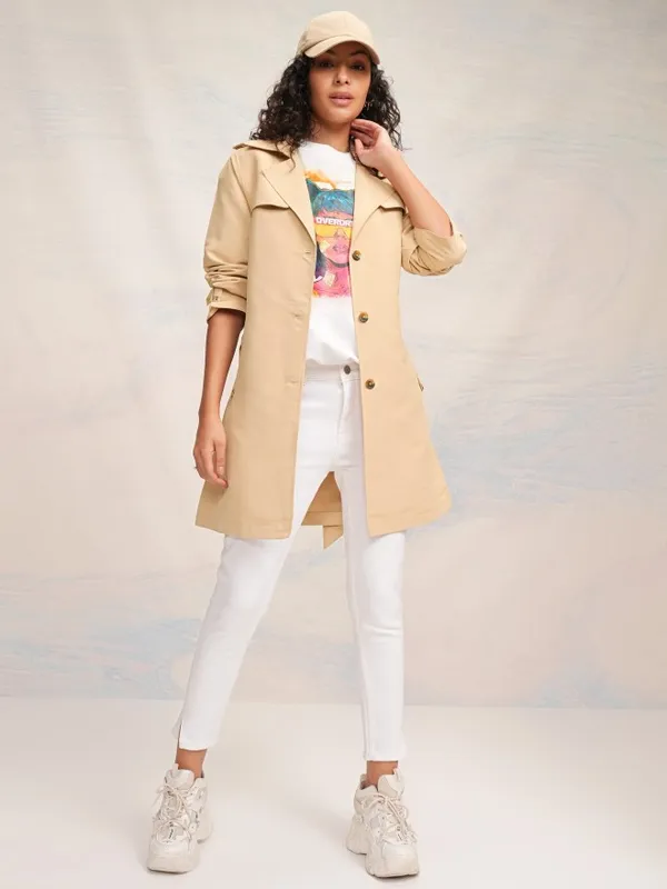 Tokyo Talkies Women Beige Trench Coat