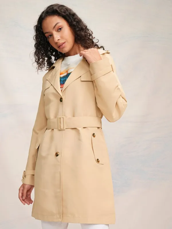 Tokyo Talkies Women Beige Trench Coat