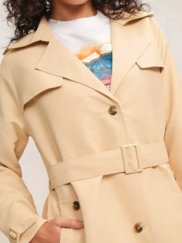 Tokyo Talkies Women Beige Trench Coat