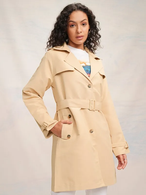 Tokyo Talkies Women Beige Trench Coat