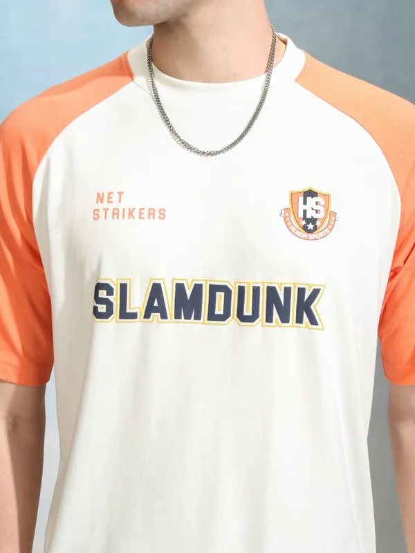 Highlander Men Off White Printed Round Neck Oversized Fit T-Shirt