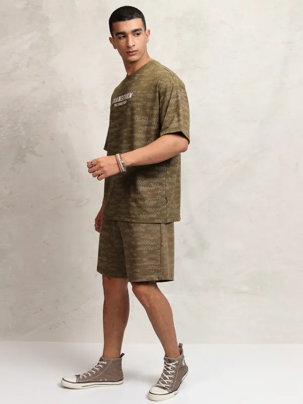 Highlander Men Brown T-Shirt With Shorts Co-Ords