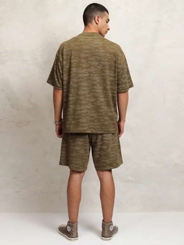 Highlander Men Brown T-Shirt With Shorts Co-Ords