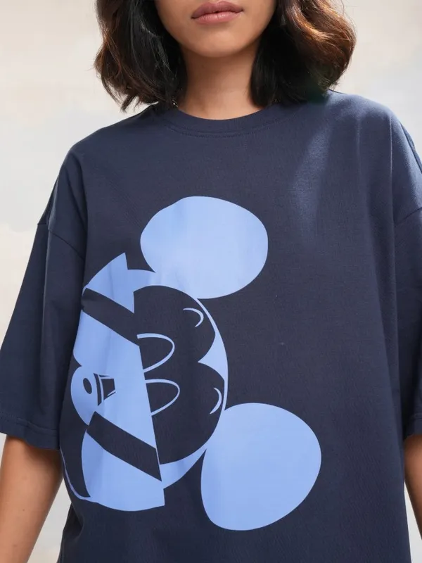 Mickey Mouse Printed Oversized Fit T-Shirt