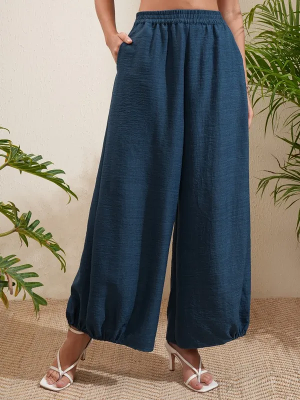 Vishudh Women Blue Top With Trousers Co-Ords
