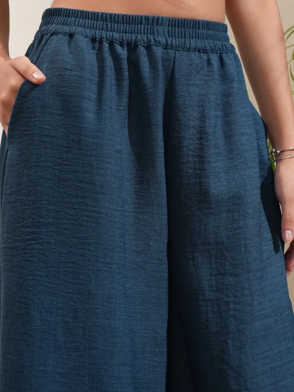 Vishudh Women Blue Top With Trousers Co-Ords