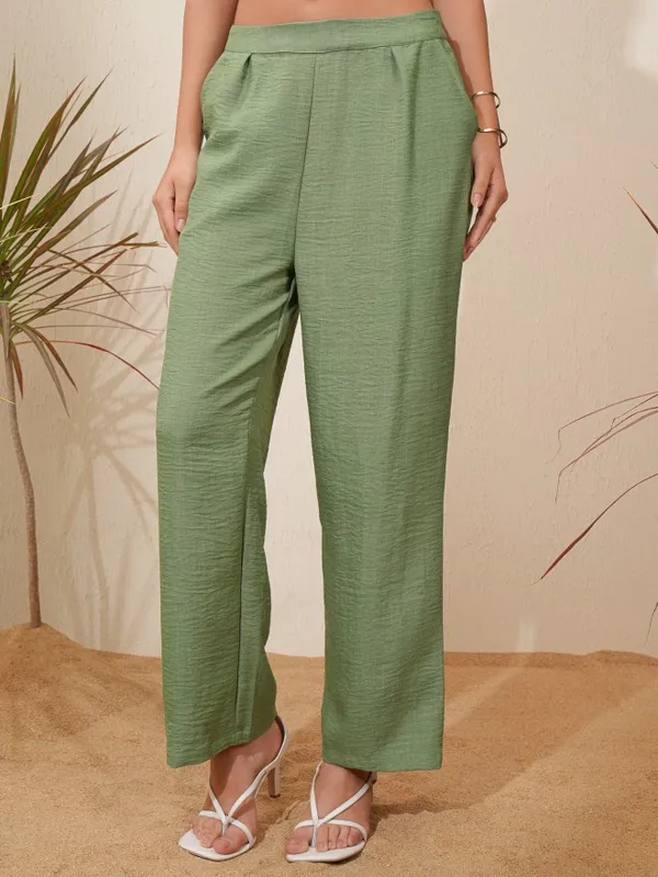 Vishudh Women Green Shirt With Trousers Co-Ords