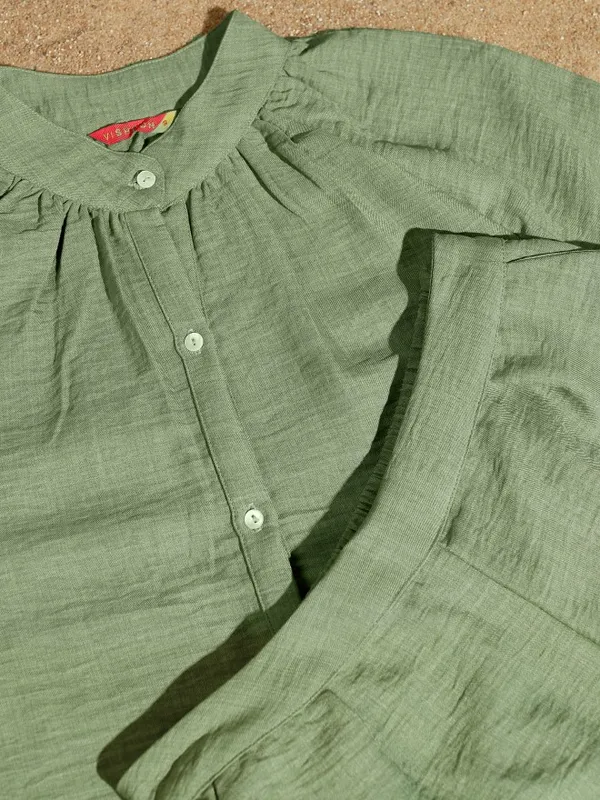 Vishudh Women Green Shirt With Trousers Co-Ords