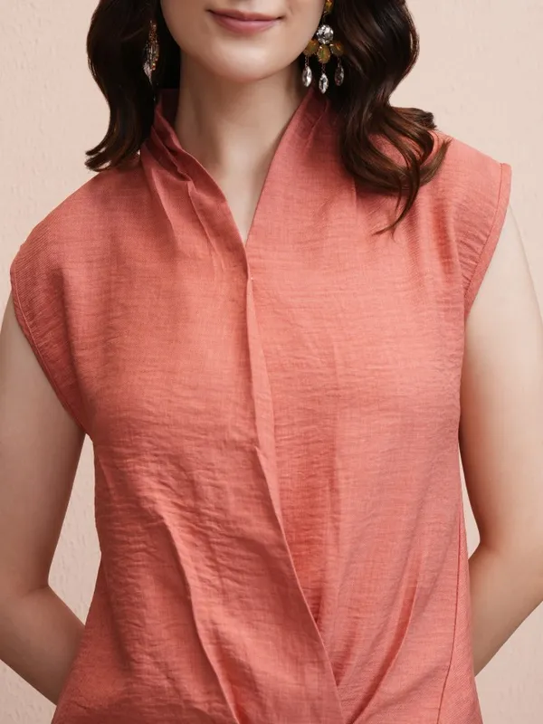 Vishudh Women Rust Top With Trousers Co-Ords