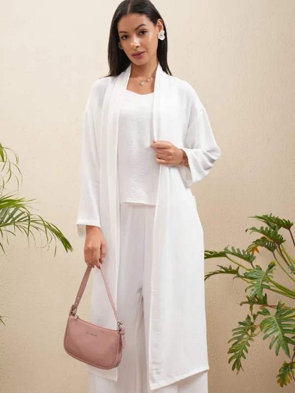 Vishudh Women Off White Coat With Trousers Co-Ords