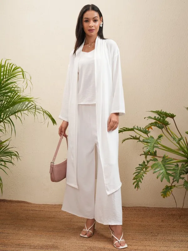 Vishudh Women Off White Coat With Trousers Co-Ords