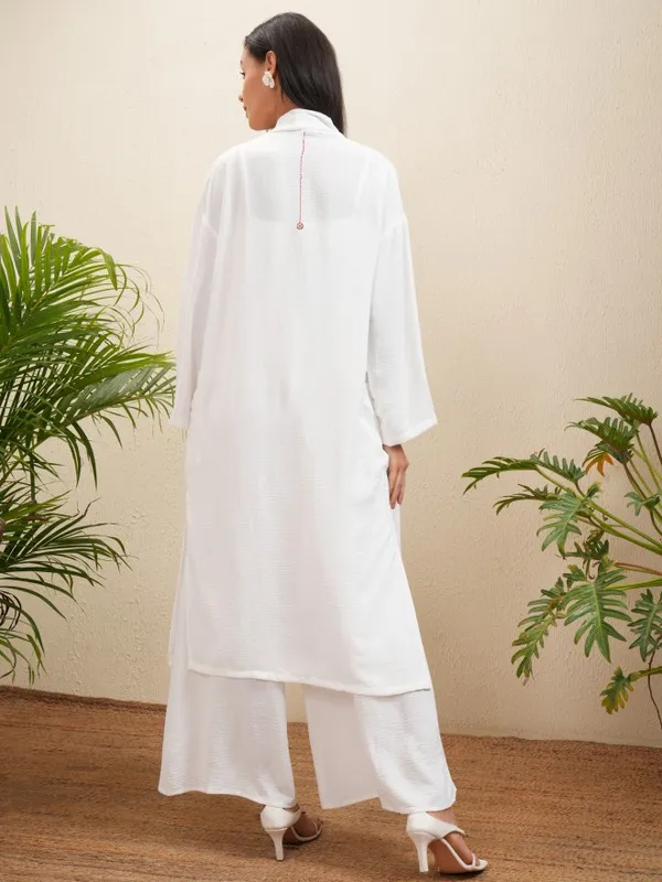 Vishudh Women Off White Coat With Trousers Co-Ords