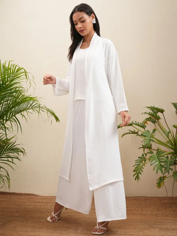 Vishudh Women Off White Coat With Trousers Co-Ords