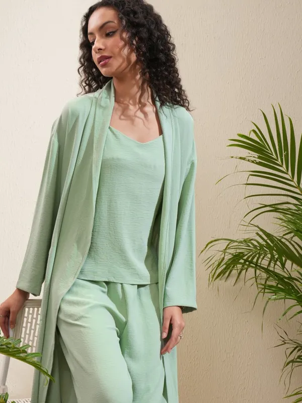 Vishudh Women Green Top With Trousers Co-Ords
