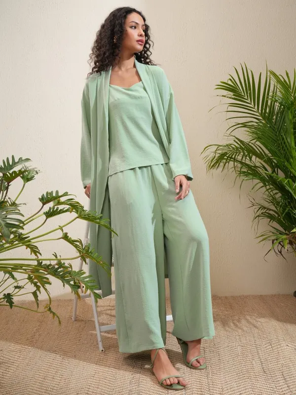 Vishudh Women Green Top With Trousers Co-Ords
