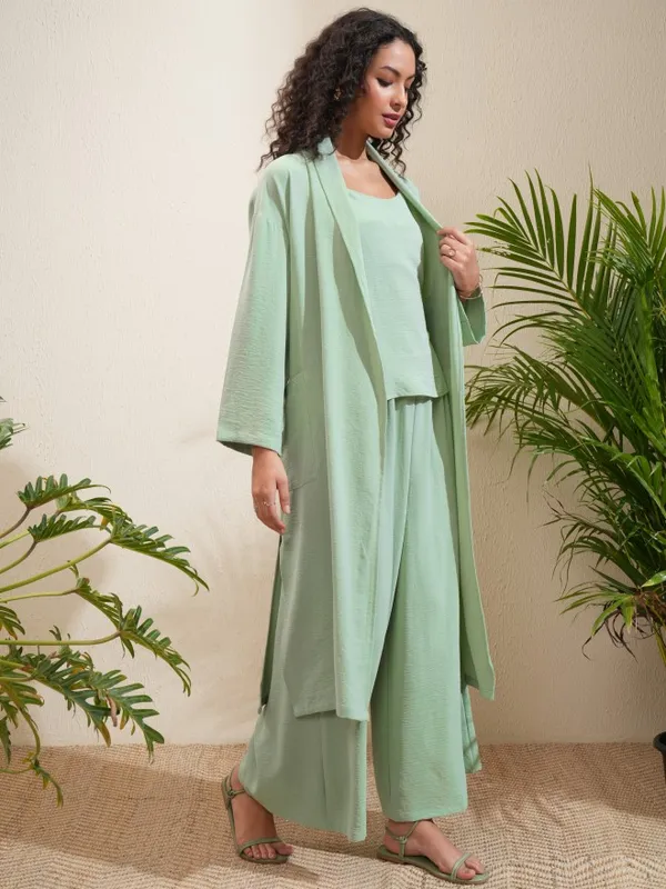 Vishudh Women Green Top With Trousers Co-Ords