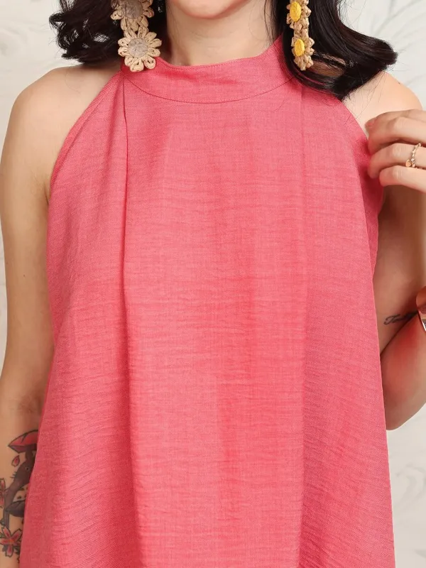 Tokyo Talkies Women Coral Top With Trousers Co-Ords