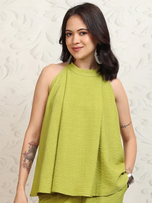 Vishudh Women Green Top With Trousers Co-Ords