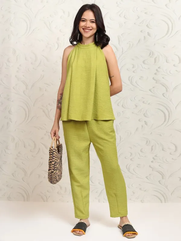 Vishudh Women Green Top With Trousers Co-Ords