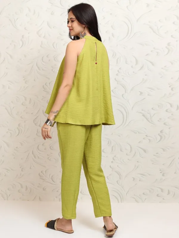 Vishudh Women Green Top With Trousers Co-Ords