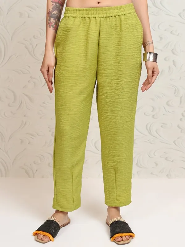 Vishudh Women Green Top With Trousers Co-Ords