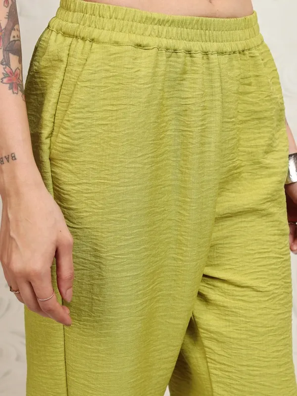 Vishudh Women Green Top With Trousers Co-Ords