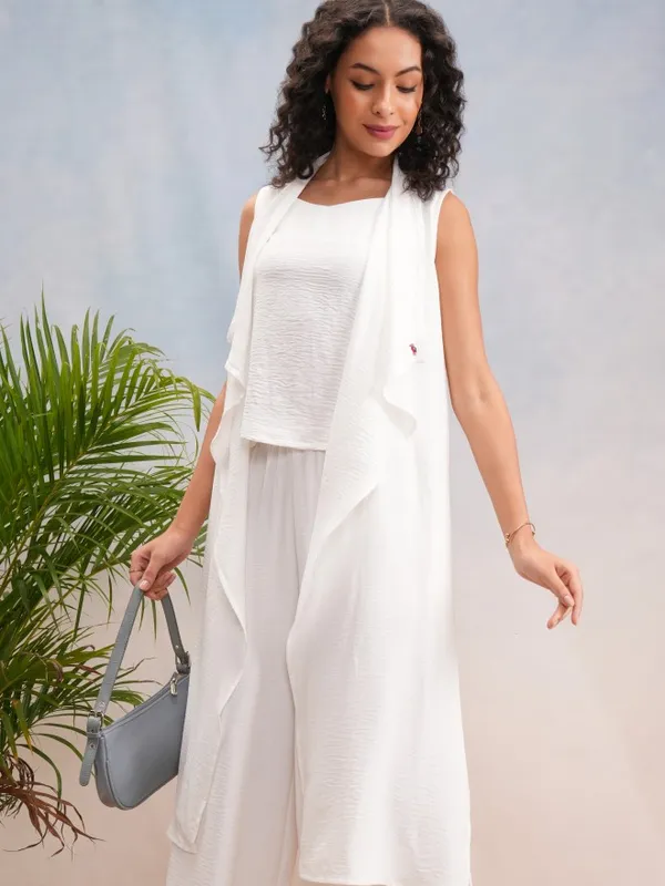 Vishudh Women Off White Top With Trousers Co-Ords