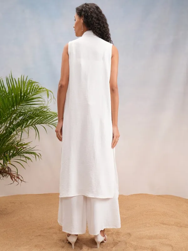 Vishudh Women Off White Top With Trousers Co-Ords