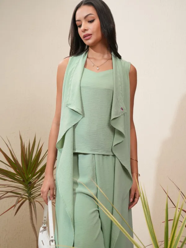 Vishudh Women Green Top With Trousers Co-Ords