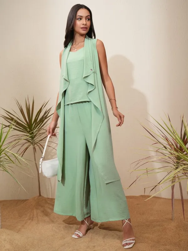 Vishudh Women Green Top With Trousers Co-Ords