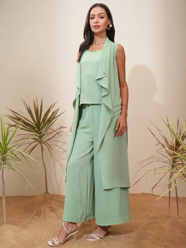 Vishudh Women Green Top With Trousers Co-Ords