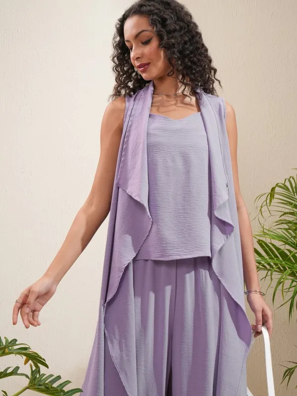 Vishudh Women Lavender Top With Trousers Co-Ords