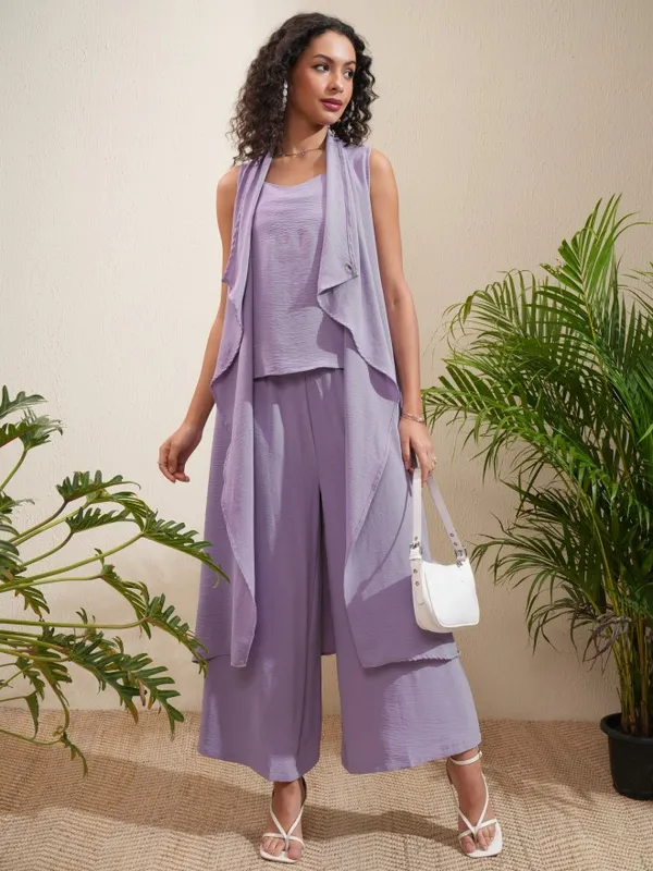 Vishudh Women Lavender Top With Trousers Co-Ords