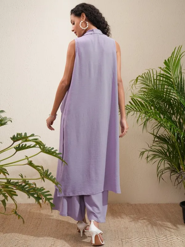 Vishudh Women Lavender Top With Trousers Co-Ords