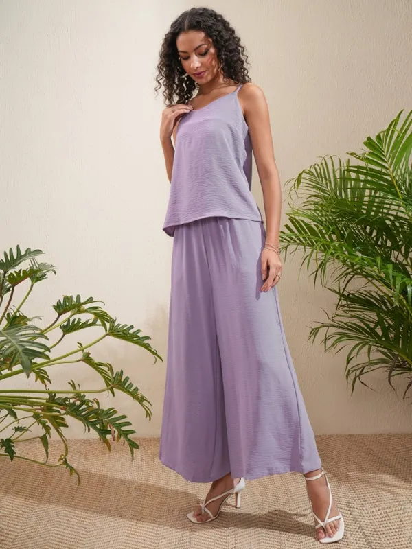 Vishudh Women Lavender Top With Trousers Co-Ords