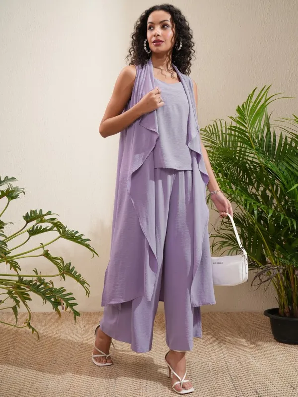 Vishudh Women Lavender Top With Trousers Co-Ords