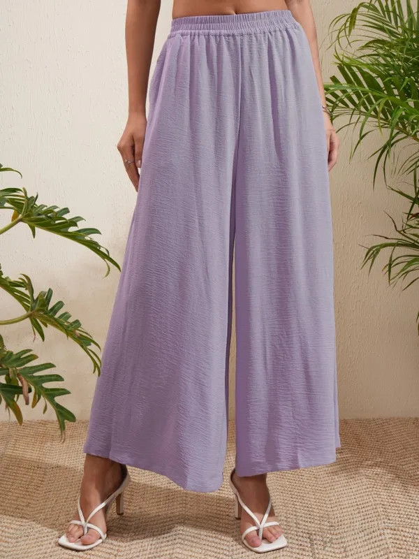 Vishudh Women Lavender Top With Trousers Co-Ords