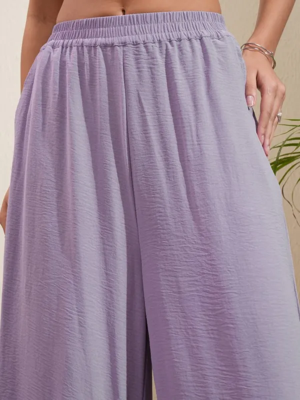 Vishudh Women Lavender Top With Trousers Co-Ords