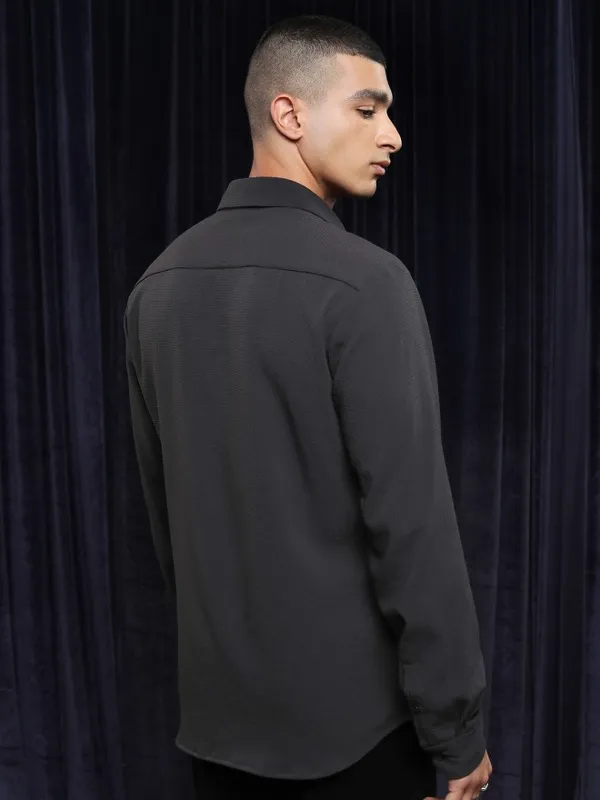 Ketch Men Black Solid Slim Fit Casual Shirt