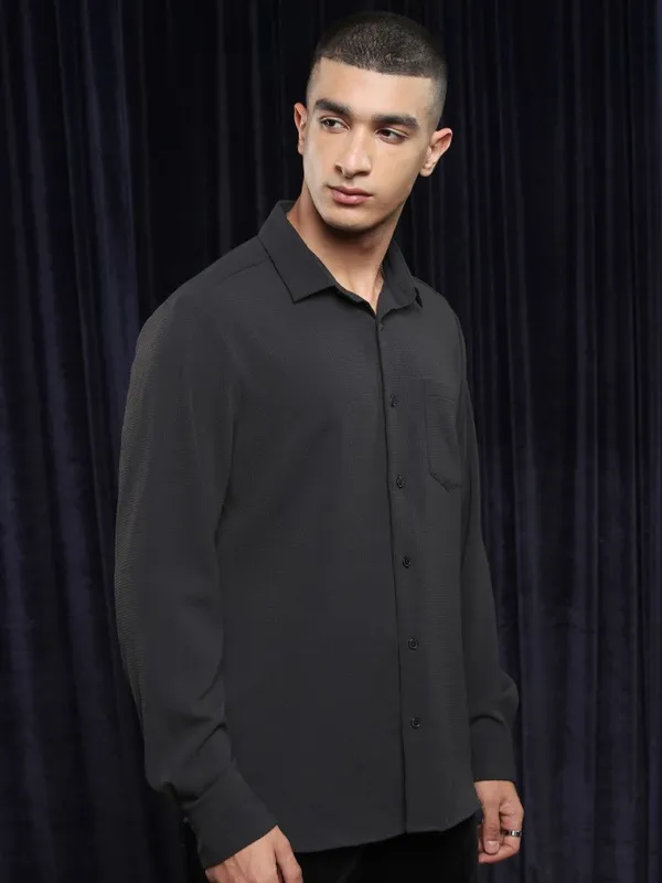 Ketch Men Black Solid Slim Fit Casual Shirt