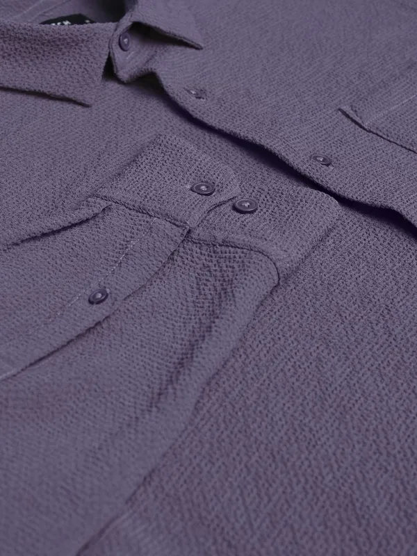 Ketch Men Lavender Solid Slim Fit Casual Shirt