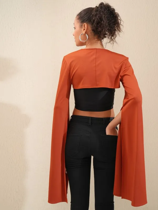 Tokyo Talkies Women Rust Solid Fitted Top