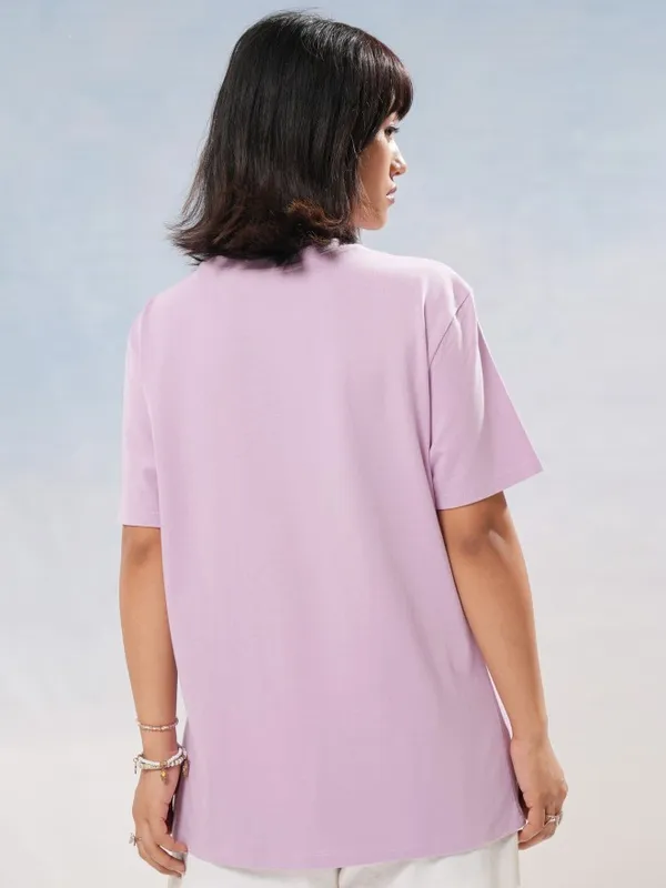 Tokyo Talkies Women Lavender Printed Round Neck T-Shirt