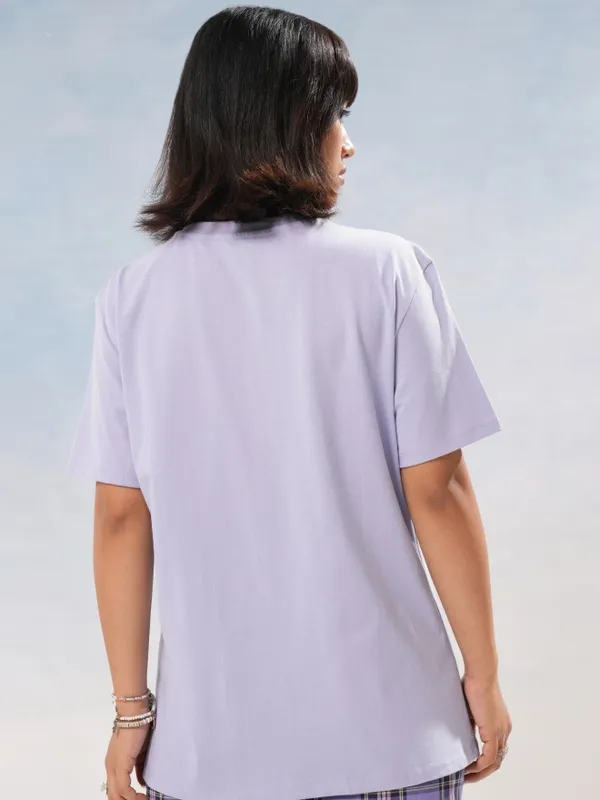 Tokyo Talkies Women Purple Printed Round Neck T-Shirt